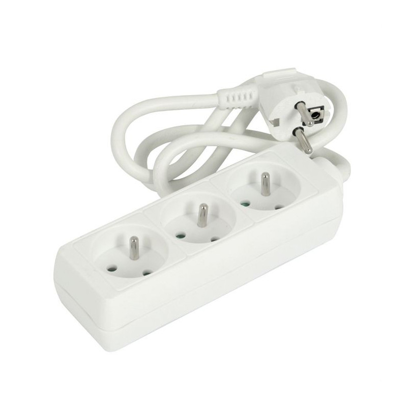 Bloc prises blanc  H05 VV-F - 3G1.5 mm² - 1.50 ml