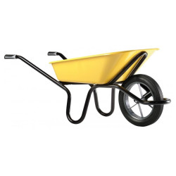 BROUETTE PLUS ACIER 100 L JAUNE - ROUE INCREVABLE