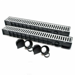 Caniveau pp noir + grille en métal (TAILLE : 130x110x1000)