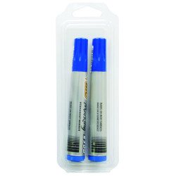 2 MARQUEURS PERMANENTS BLEUS CORPS PLASTIQUE (BLISTER)