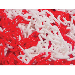 CHAINE PLASTIQUE ROUGE-BLANCHE N diam 8 (SAC DE 5 ML)