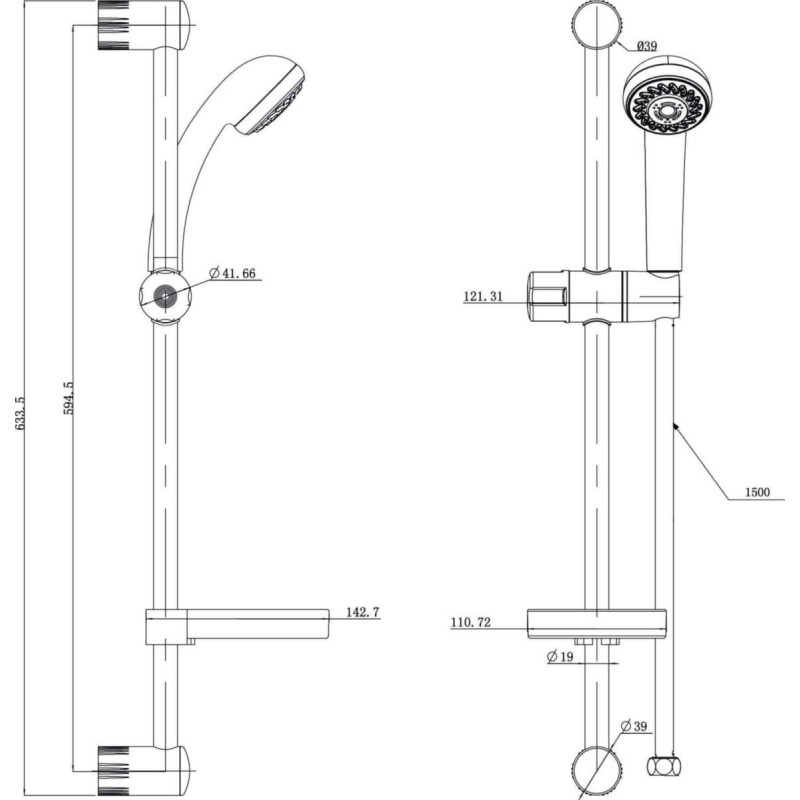 Ensemble de douche PRIMEO 1 jet avec porte savon