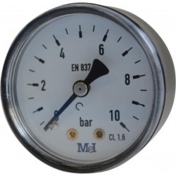 MANOMETRE 0-10 BARS M 1-4 PRISE ARRIERE SACHET 1 PIECE