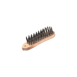 BROSSE A MANCHE, MANCHE BOIS GARNITURE METALLIQUEHAND BRUS 4RG-ACIER RD BLK TY
