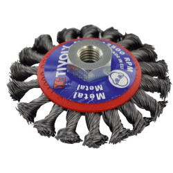 BROSSE CONIQUE TECHNIC DIAM95mm, M14 -Fil acier torsade 0,50mmT2033 CON BRUSH BLI TY