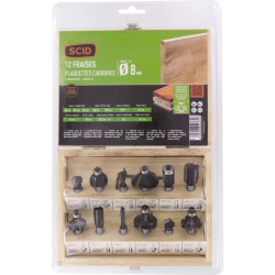 Coffret bois 12 fraises pour défonceuse - SCID  - Matière : Carbure de tungstène