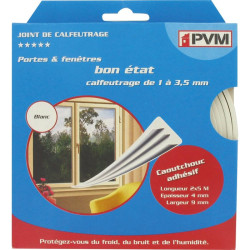 Joint caoutchouc profil E - PVM - Par 1 - 4mm - 9mm - 10m