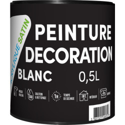 Peinture décoration acrylique satin - TDP - Coloris blanc - 0,5 L - 0.5l - Aspect : Satiné - 1Pc