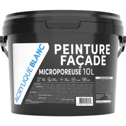 Peinture façade microporeuse acrylique - TDP - Coloris blanc - 10 L