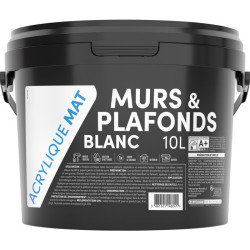 Peinture murs et plafonds acrylique mat - TDP - Coloris blanc - 10 L