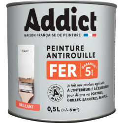 Peinture fer antirouille - Addict - 0.5l - Aspect : Brillant - Teinte : Blanc - 1Pc