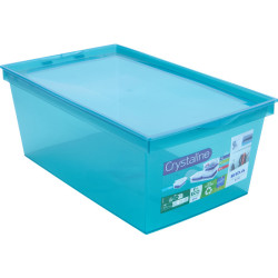 Boite de rangement Crystaline - Eda - 6 L - coloris bleu - 1Pc - 13.2cm - 34.3cm - Vendus par 10