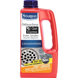Déboucheur gel express 5 minutes pour canalisations Starwax - Bidon 1 l - Conditionnement : Sachet
