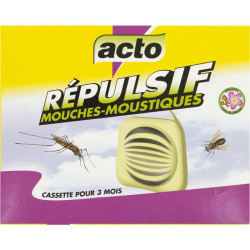 Mouches-moustiques cassette Acto - Répulsif - 20 g - A utiliser de manière : Curative - 3mois