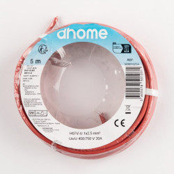 Fil H07 V-U 2,5 mm² - Rouge - Brochable - Nombre de fils : 1