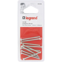 Vis encastrement profond Legrand - Vendu par 10 - Forme de la tête : Fraisée bombée - Diamètre vis : 3 mm