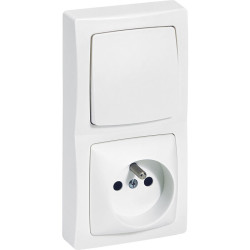 Interrupteur simple touche + prise de courant avec terre - Legrand - ASL