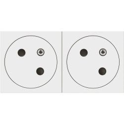 Double prises 2 x 2P+T à 45° Legrand - Mosaïc - 4 modules - Tension : 250 V - Nombre de postes : 2 postes