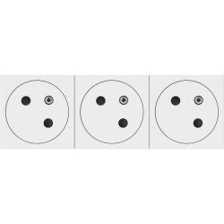 Triple prises précâblées 3 x 2P+T à 45° Legrand - Mosaïc - 6 modules - Tension : 250 V