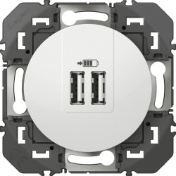 Prise double chargeur USB Type A composable Dooxie Legrand - Blanc - 2400mA - Tension : 230 V