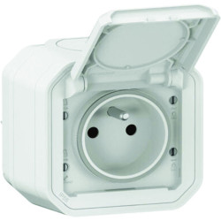 Prise de courant - Plexo - Legrand - Blanc - En saillie - Nombre de prise : 1 prise - 16A