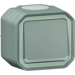 Poussoir lumineux en saille - 10A - Plexo -  Legrand - complet - Gris