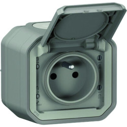 Prise de courant - Plexo - Legrand - Gris - En saillie - Nombre de prise : 1 prise - 16A