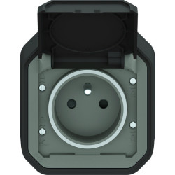 Prise de courant étanche - Plexo - Complet - Legrand - 2P+T - 16 A - Anthracite - IP55 - En saillie