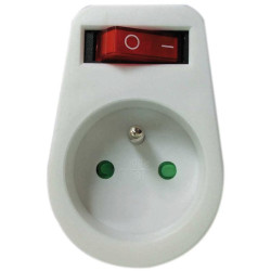 Fiche avec interrupteur Dhome - 2P+T - 16A - Tension : 230 V - Nombre de prise : 1 prise - Couleur : Blanc