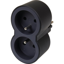 Fiche multiprise - Legrand - Avec 2 prises frontales avec terre - Noir et gris foncé - 16A