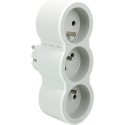 Fiche multiprise avec 3 prises frontales Legrand - 2P+T - 16A - Tension : 230 V - Couleur : Blanc