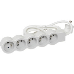Bloc multiprise extra-plat 5 prises Legrand - 5x 2P+T - 16A - Tension : 230 V - Couleur : Blanc