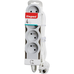 Bloc multiprise extra-plat à 4 prises Legrand - 4x 2P+T - 16A - Tension : 230 V - Couleur : Blanc