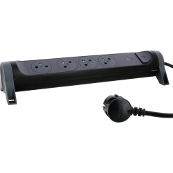 Bloc multiprise parafoudre avec interrupteur et cordon 1,5 m Legrand - Noir et gris foncé - 16A