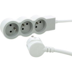Rallonge multiprise extra-plate avec 3 prises de courant terre avec cordon 3m Legrand - blanc et gris clair