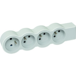 Bloc multiprise extra-plate avec 4 prises de courant avec terre à câbler Legrand - blanc et gris clair