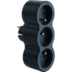 Fiche multiprise - Legrand - Avec 3 prises frontales avec terre - Noir et gris foncé - 16A