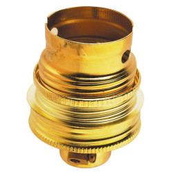 Douille B22 acier laitonné avec passage fil Legrand - Raccord diamètre 10 mm - Simple bague - 150W