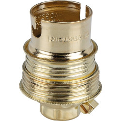 Douille B22 acier laitonné sans passage de fil L'Ebénoïd - Raccord diamètre 10 mm - Double bague - 150W