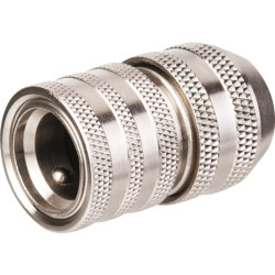 Raccord d'arrosage rapide - Capvert - Laiton nickelé - Brochable - 1Pc - Diamètre intérieur du tuyau : 15 mm