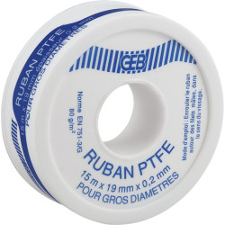 Ruban P.T.F.E gros diamètre Geb - Longueur 15 m - 19mm - 0.2mm - Vendus par 10