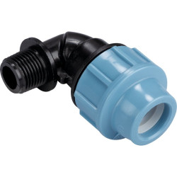 Coude mâle - Capvert - Polyéthylène - Filetage mâle : 1/2" (15 x 21) - Diamètre extérieur du tuyau : 20 mm