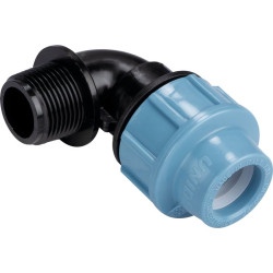 Coude mâle - Capvert - Polyéthylène - Filetage mâle : 3/4" (20 x 27) - Diamètre extérieur du tuyau : 20 mm