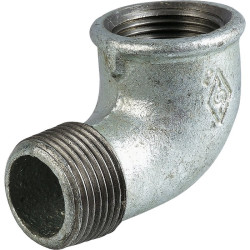 Coude mâle femelle 92 - Capvert - Fonte galvanisée - Filetage mâle : 1/2" (15 x 21)