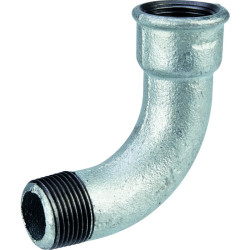 Coude grand rayon 90° mâle / femelle - Capvert - Fonte galvanisée - Filetage mâle : 3/4" (20 x 27)