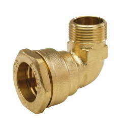 Raccord coudé 90° mâle - Laiton  - Filetage mâle : 1/2" (15 x 21) - Diamètre femelle : 20 mm - 1Pc