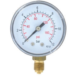 Manomètre 12 bar Cap Vert - Radial 8 x 13 - 50mm - Filetage sortie : M 1/4" (8 x 13)