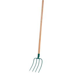 Fourche à fumier Cap Vert - Emmanché 4 dents 31 cm - Manche télescopique : Non - Matière manche : Bois