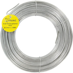 Fil de tension galvanisé Filiac - n°16 - Longueur 100 m - Diamètre 2,7 mm - Couleur : Argent - 2.7mm