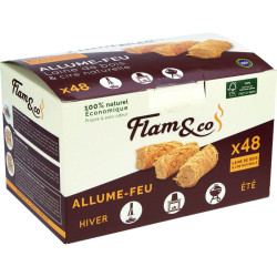 Allume-feu - 48 rouleaux  - cuisson concernés : Barbecue, Brasero, Cheminée, Poêle à bois